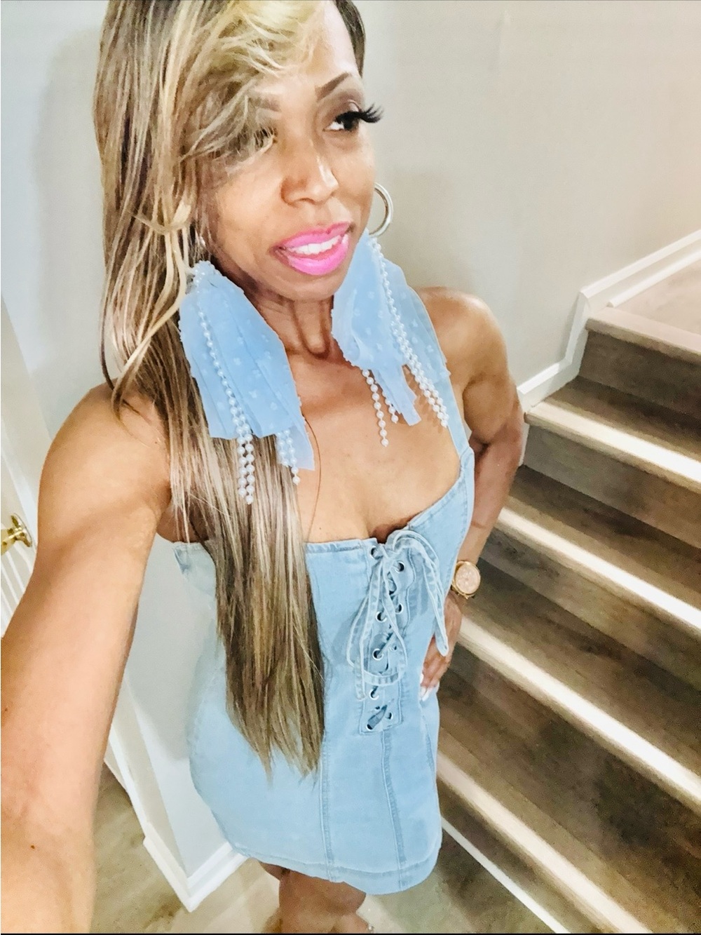 She’s All Tied 🦋 Up Denim Dress